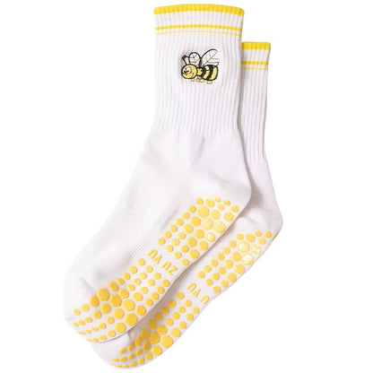 Yoga Socks Women Cotton Embroidered Dot Silicone Non-Slip Grip Pilates Crew Socks
