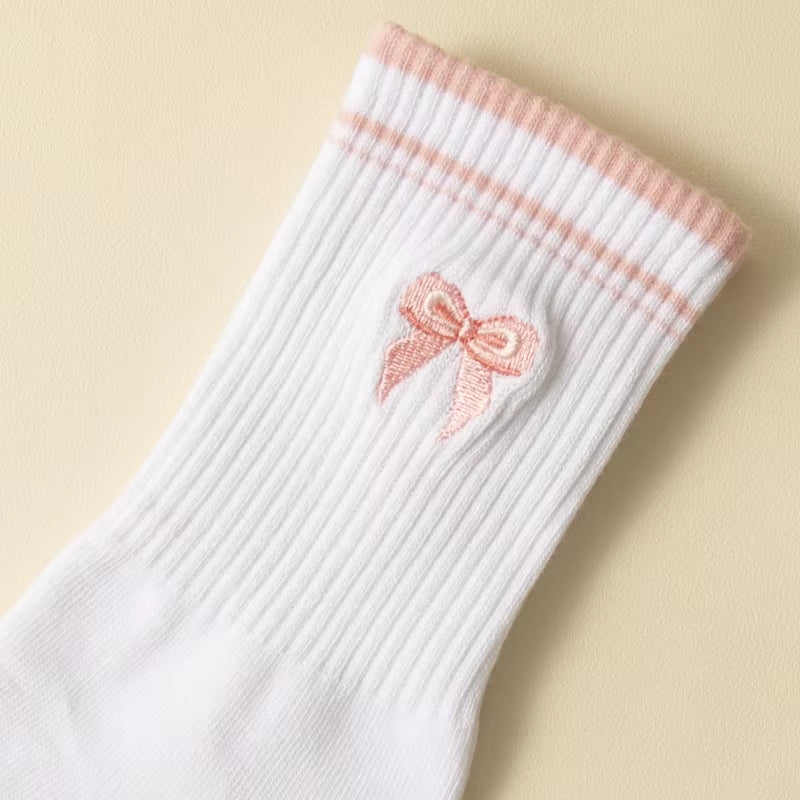 Yoga Socks Women Cotton Embroidered Dot Silicone Non-Slip Grip Pilates Crew Socks