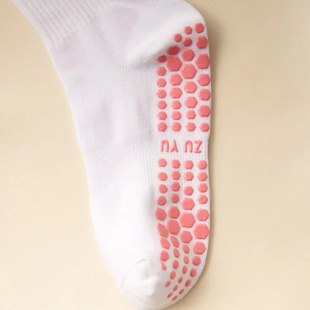 New Cotton Pilates Socks Harajuku Street Breathable Cherry Embroidery Socks Sweat-Absorbent Non-Slip Grip Yoga Socks