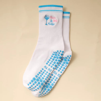 New Cotton Pilates Socks Harajuku Street Breathable Cherry Embroidery Socks Sweat-Absorbent Non-Slip Grip Yoga Socks